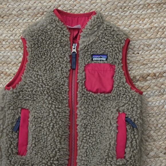 Patagonia RETRO X SHERPA Vest Unisex BROWN ORANGE Fall Winter Toddler Size 2T - Picture 2 of 5